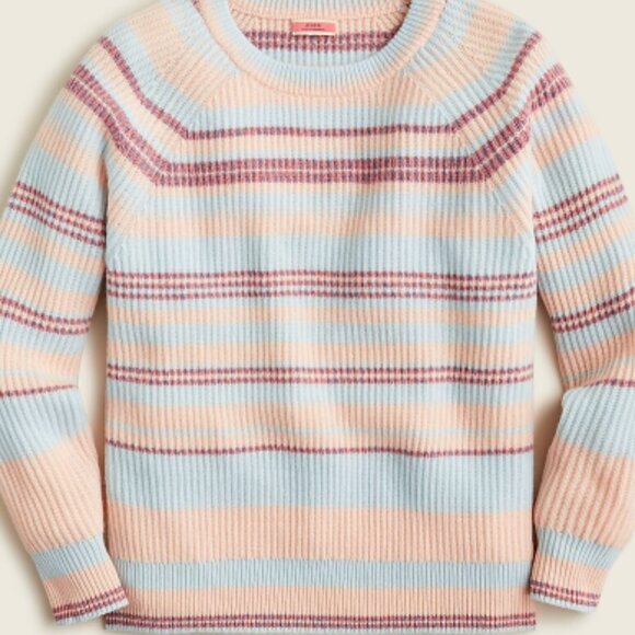 J.Crew 100% Cashmere ribbed crewneck sweatshirt in stripe - Picture 1 of 8